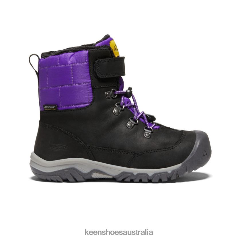 KEEN Footwear TLDLTR1014 Black/Purple Greta Waterproof Boot Big Kids